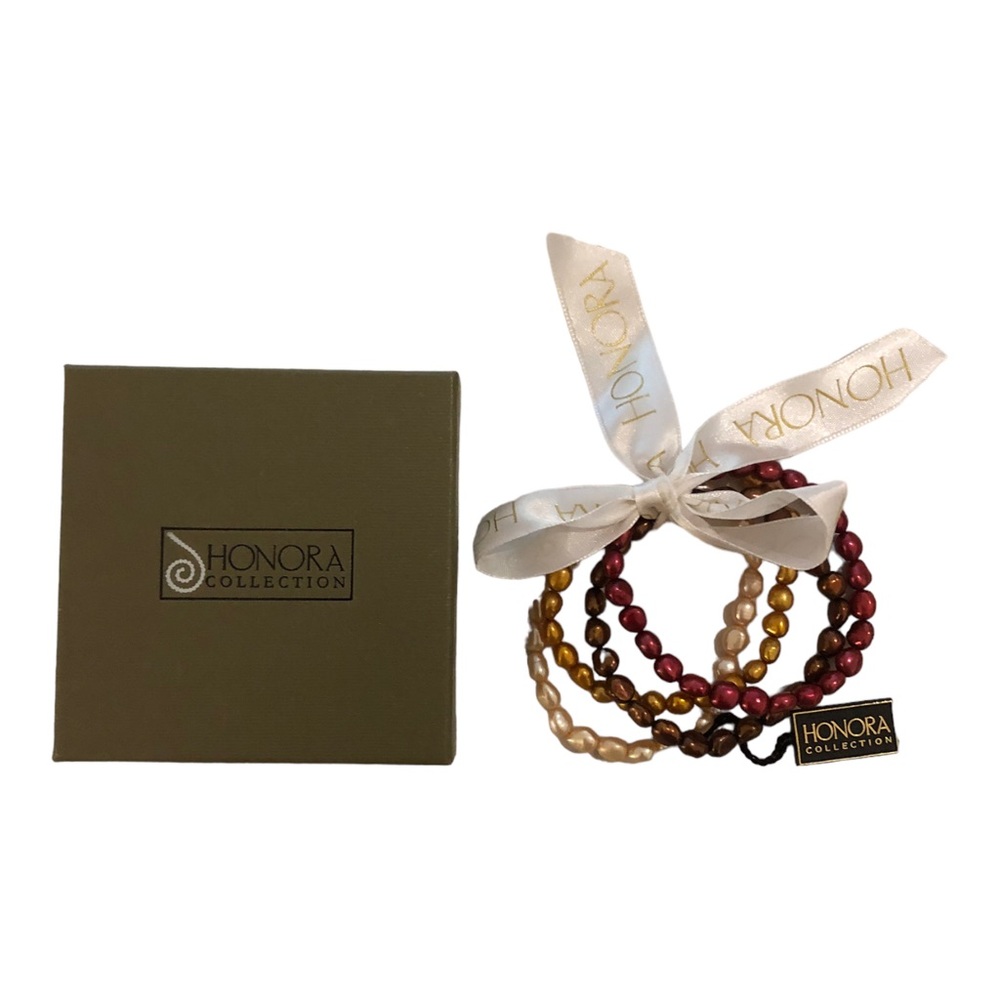 Set Of 4 Honora Pearl Bracelets Earthtones Colors Original Box